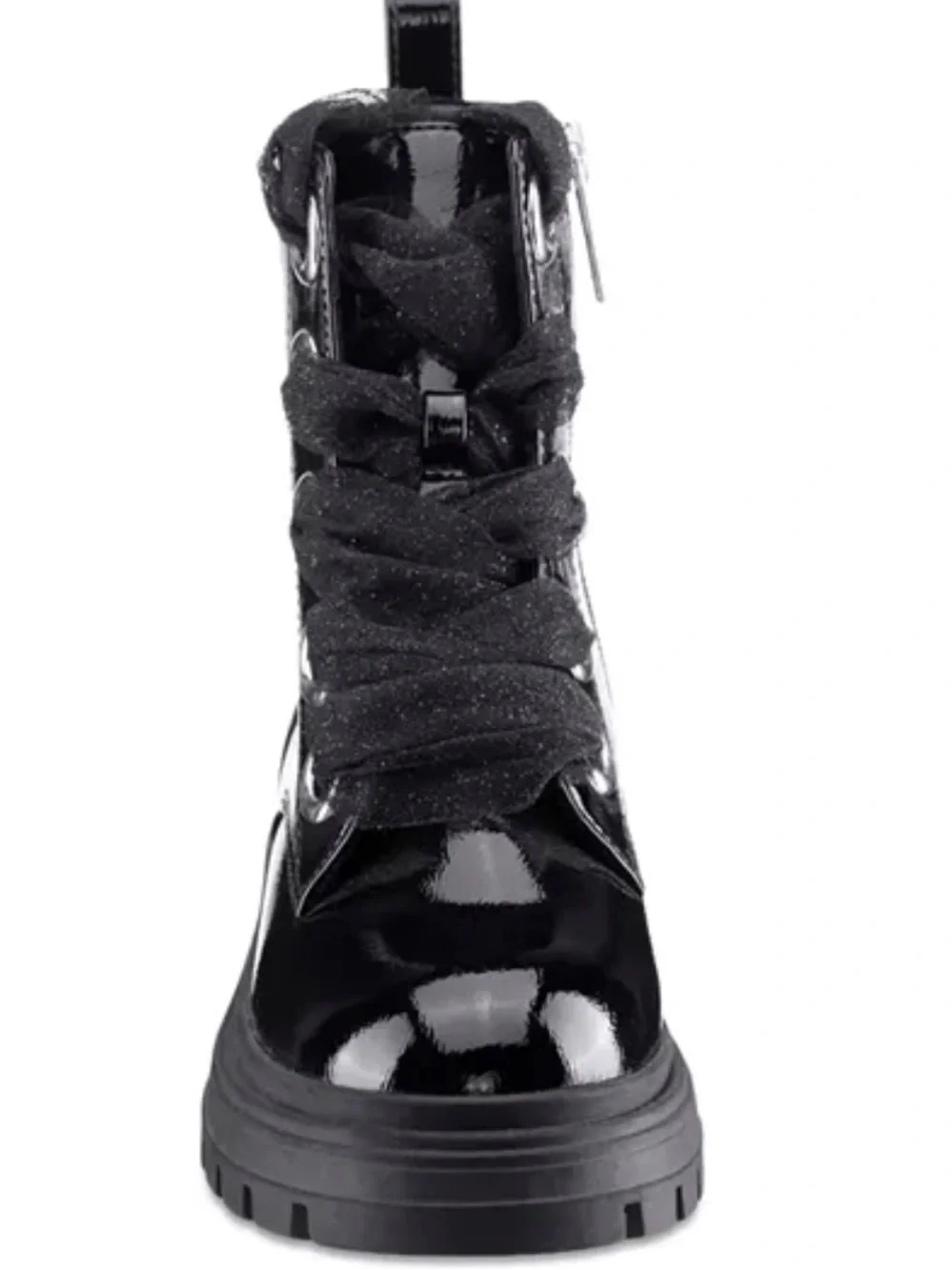 NWT Nina Black Patent Chassy Booties With Tulle Laces